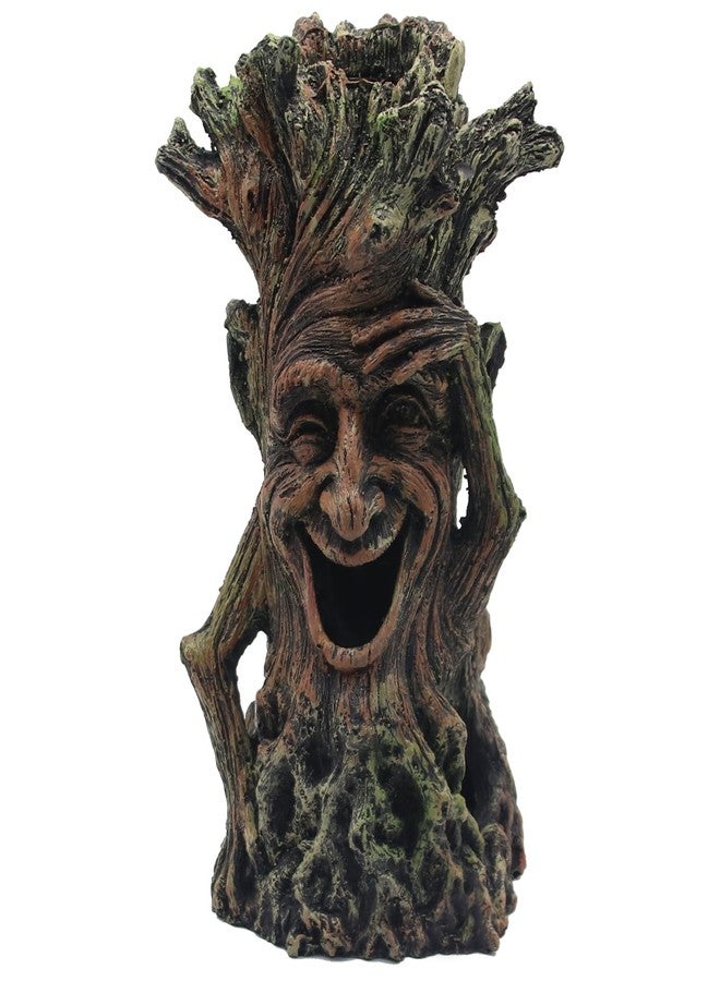 Abustle pig Fish Tank Tree Trunk Aquarium Decoration,Smiling Tree Ornament Resin Hollow Stump Root Hideout Cave Ornaments for Betta Sleeping Resting Playing Hiding - Image 1